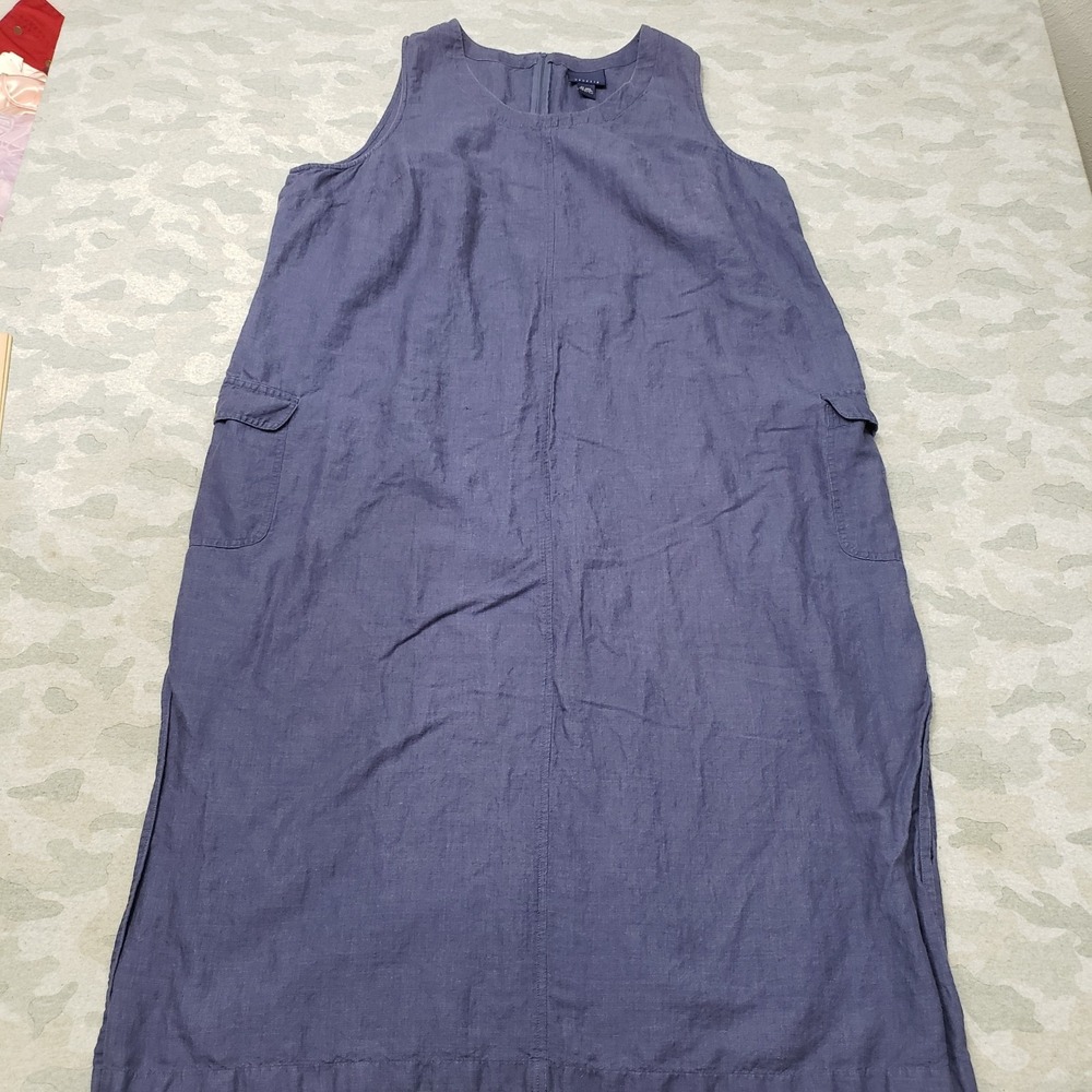 Venezia Dress Womens 26/28 Blue Maxi Pockets Back Zip Sleeveless